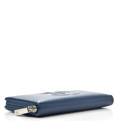 Chanel Caviar Large CC Timeless Zip Around Wallet Dark Blue 4 of 14