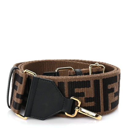 Fendi Ribbon Vitello Century FF 1974 Flat Studded Strap You Fango Marrone Ebano 1 of 4