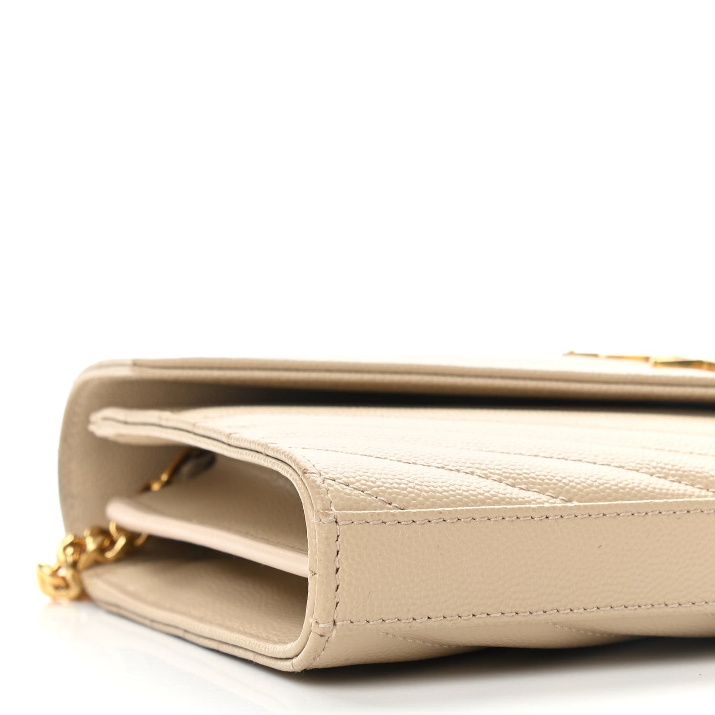 Grain De Poudre Matelasse Chevron Cassandre Chain Wallet Deep Beige