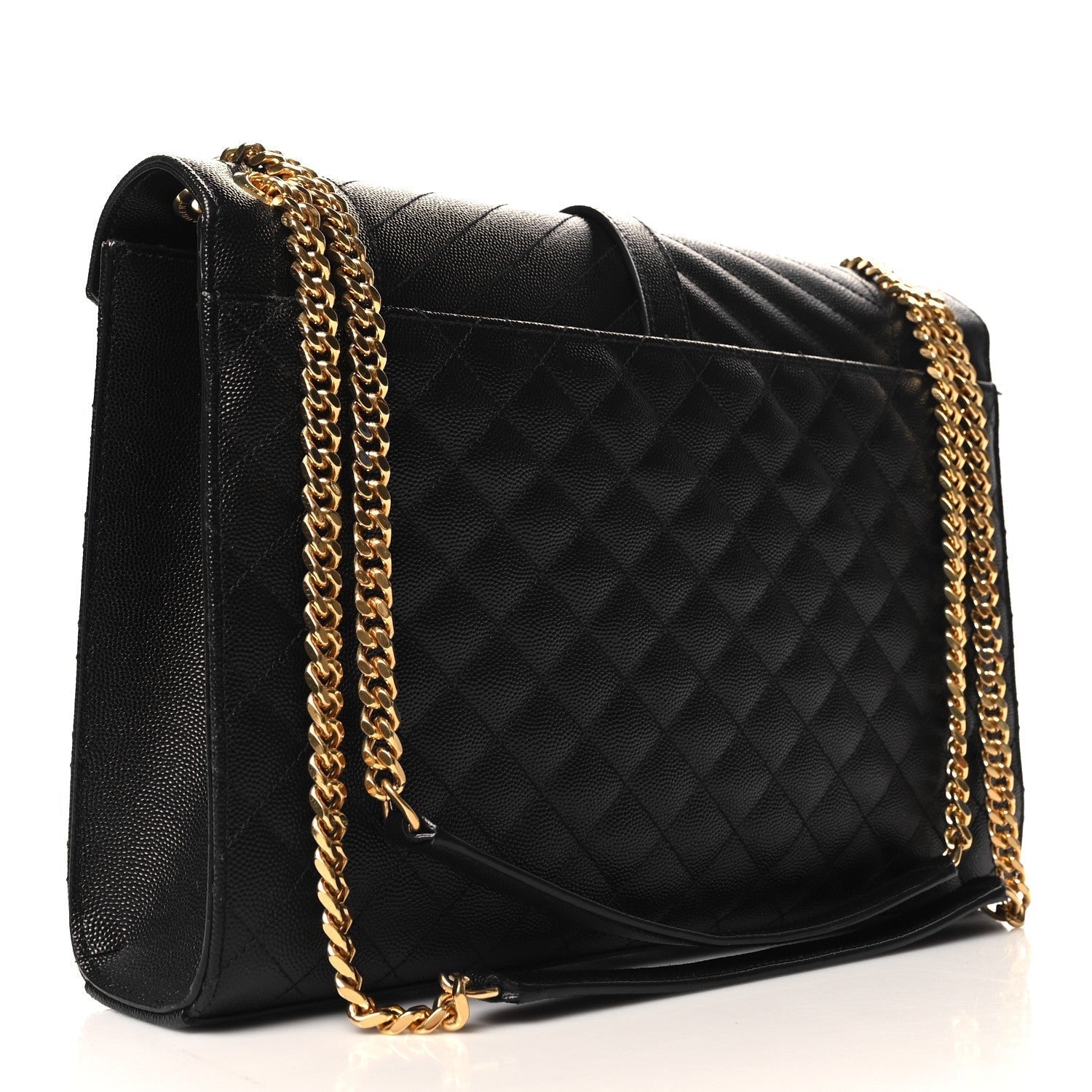 Saint Laurent Grain De Poudre Textured Mixed Matelasse Large Triquilt Monogram Satchel Black 3 of 7