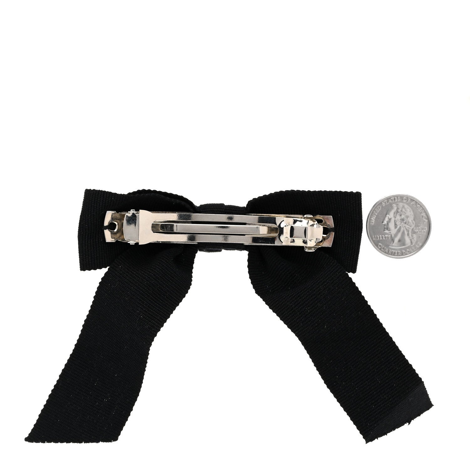 Chanel Grosgrain Bow CC Hair Clip Black 2 of 3