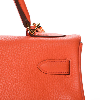 Hermes Taurillon Clemence Kelly Retourne 32 Orange Poppy 8 of 27