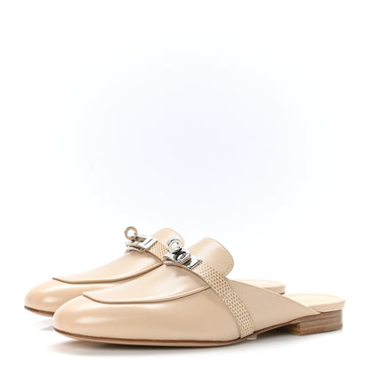 Hermes Shiny Lizard Calfskin Oz Mules 36 Beige Sarrazin 3 of 9