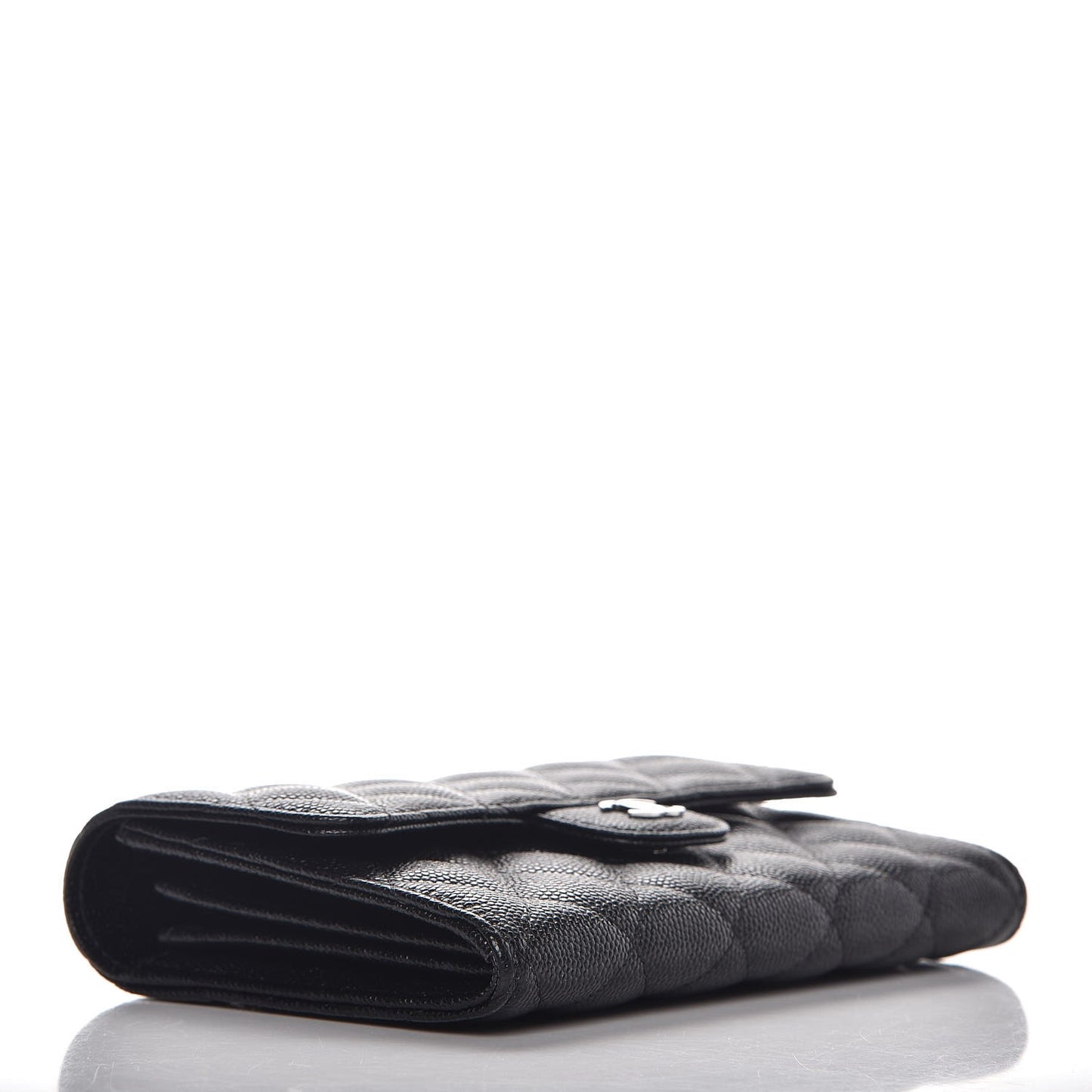 Caviar Quilted Medium Flap Wallet Black