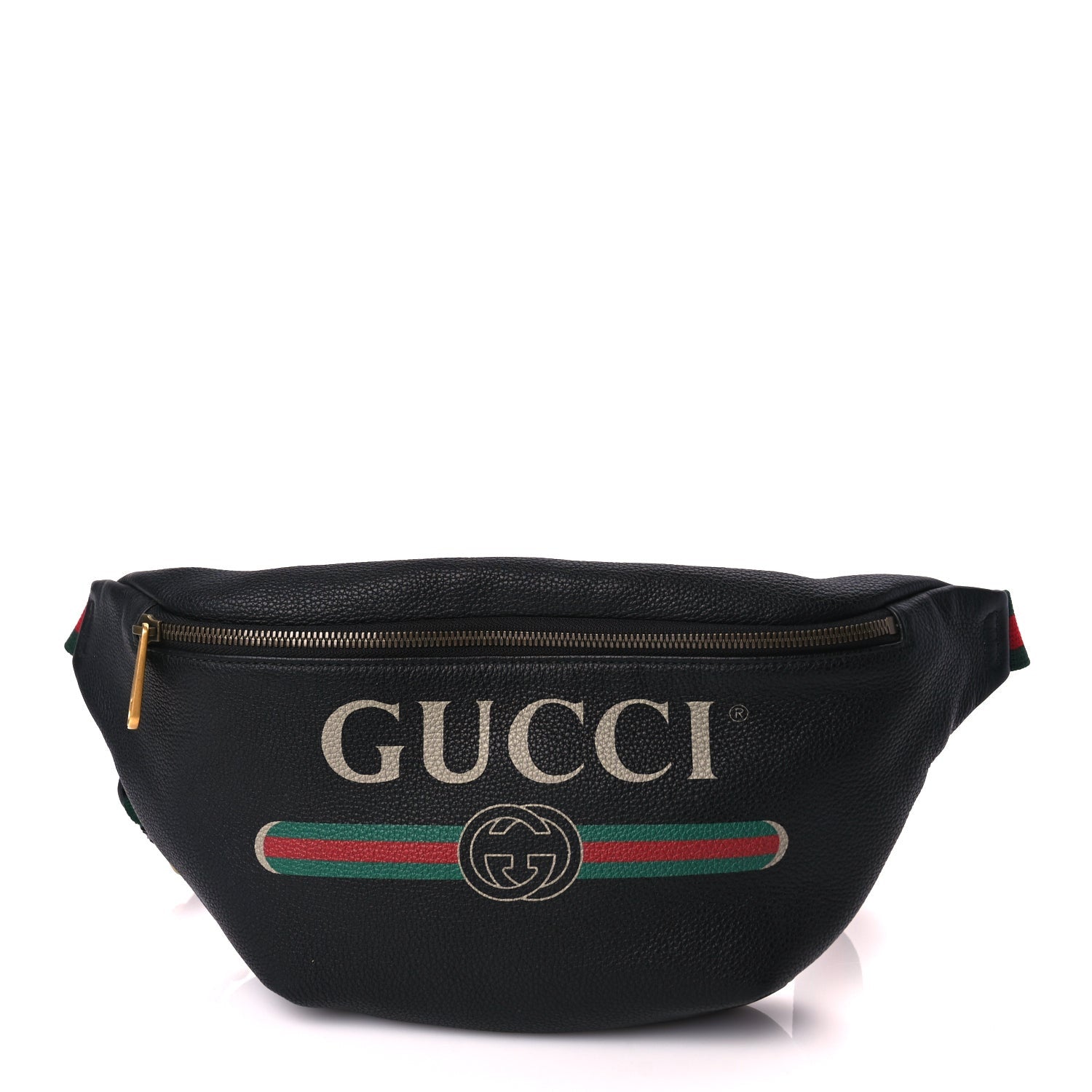 Gucci Grained Calfskin Logo Belt Bag Black 1 of 9