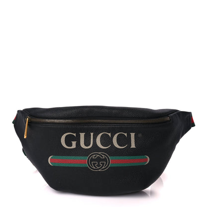Gucci Grained Calfskin Logo Belt Bag Black 1 of 9