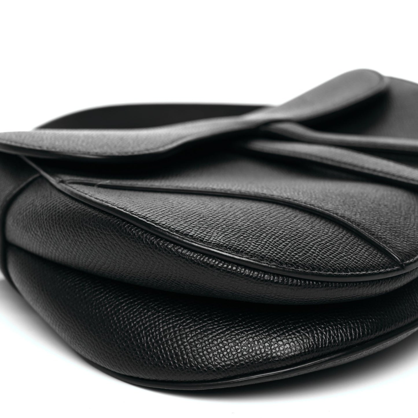 Grained Calfskin Saddle Bag Black