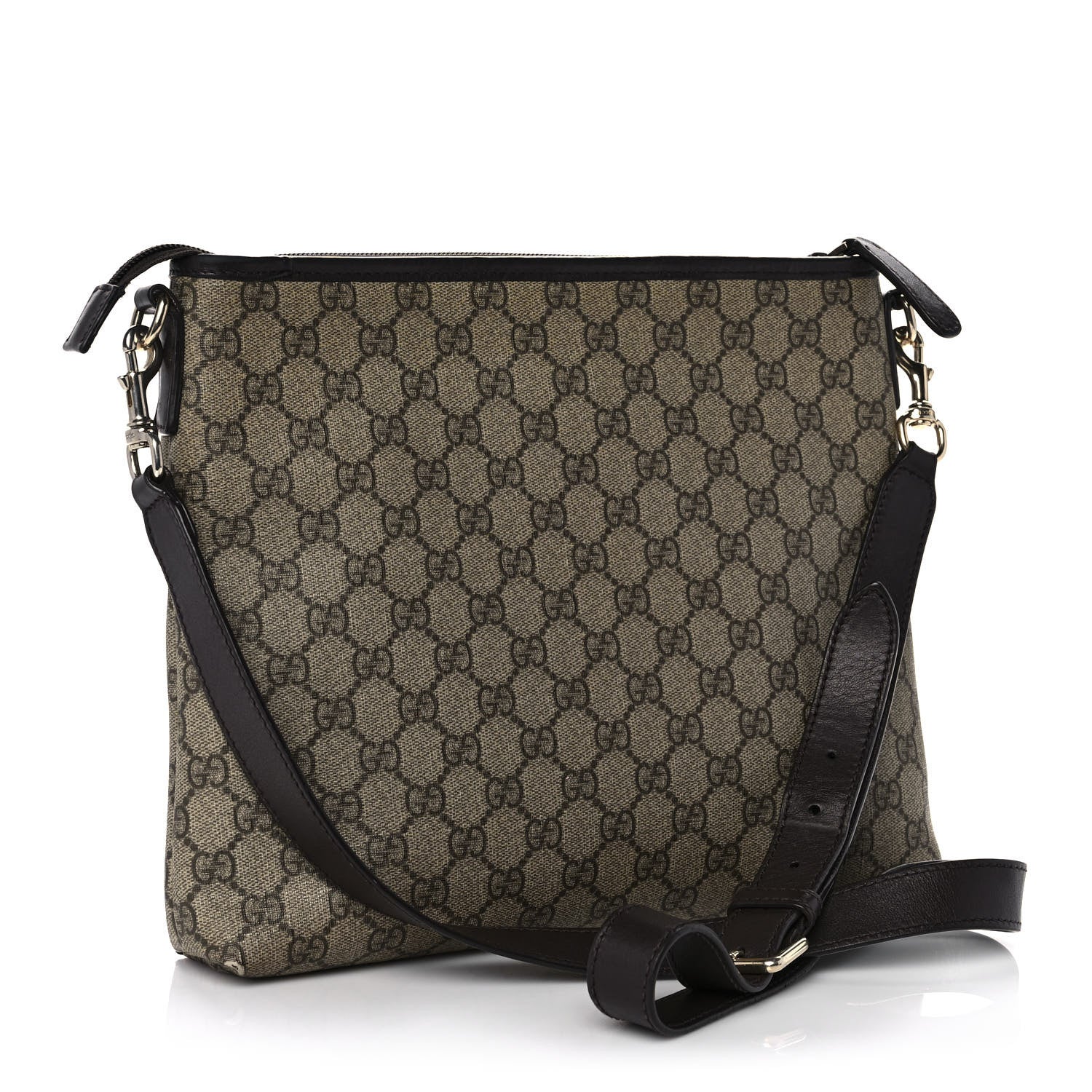 Gucci GG Monogram Web Flat Messenger Bag Dark Brown 3 of 14