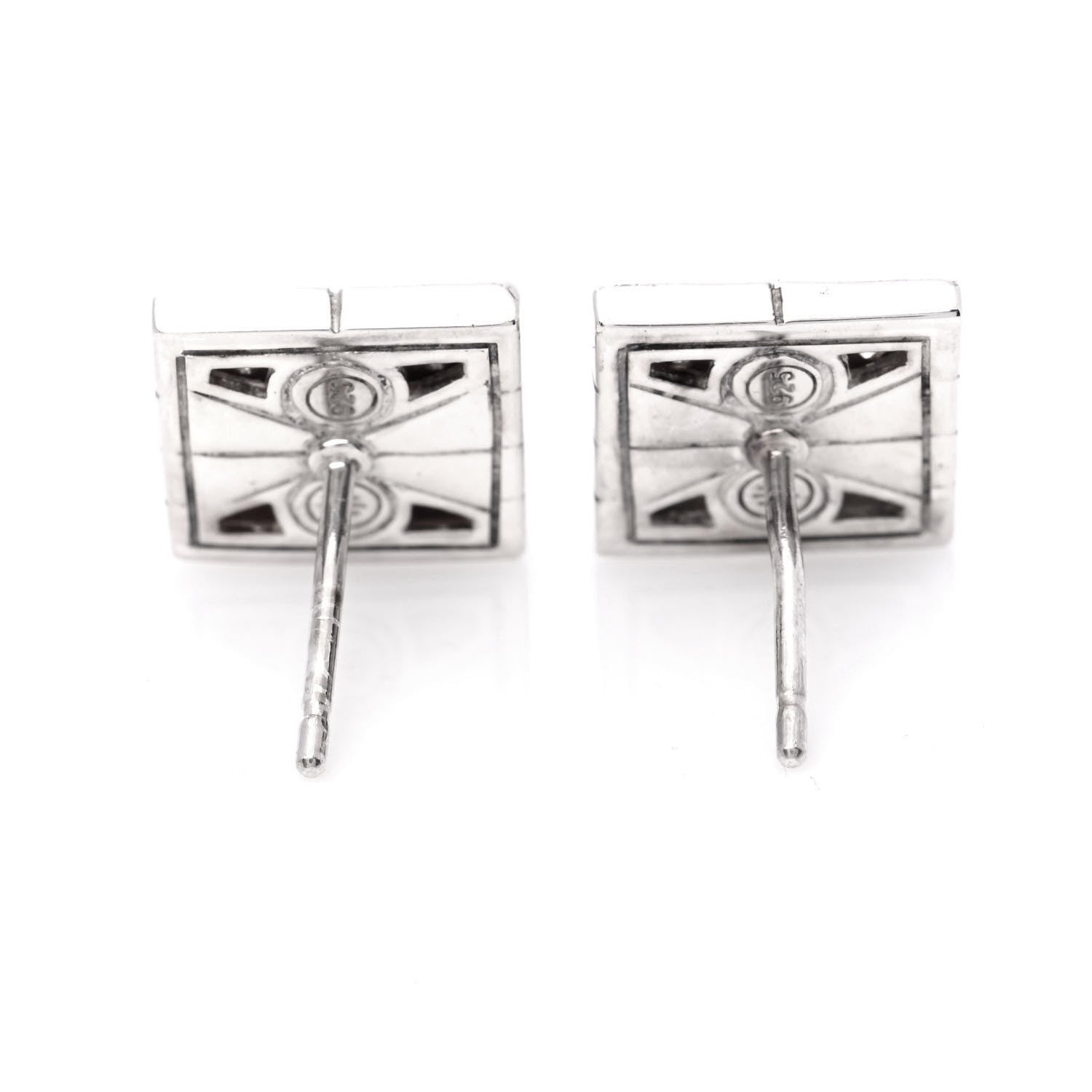 John Hardy Sterling Silver Diamond Modern Chain Square Earrings 3 of 6