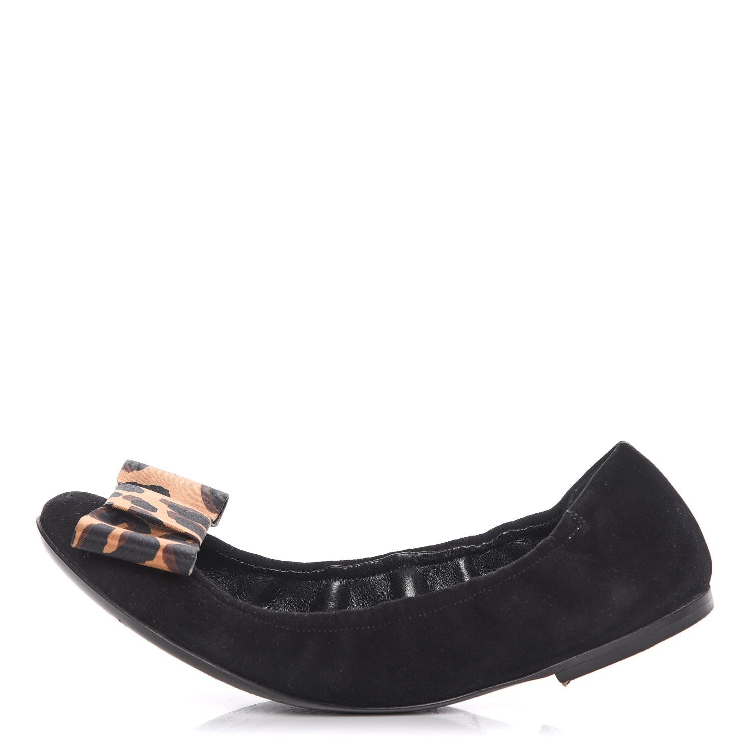 Louis Vuitton Suede Satin Leopard Mimi Bow Ballerina Flats 38.5 Black 1 of 13