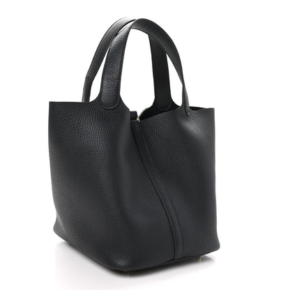 Hermes Taurillon Clemence Picotin Lock 22 MM Black 3 of 13