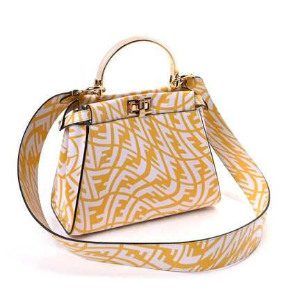 Fendi X SARAH COLEMAN Vitello Liberty Shiny Nappa Plexiglass FF Vertigo Mini Peekaboo Iconic Satchel  Mimosa White 2 of 9