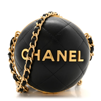 Chanel Lambskin Quilted Sphere Minaudiere Chain Clutch Black 1 of 7