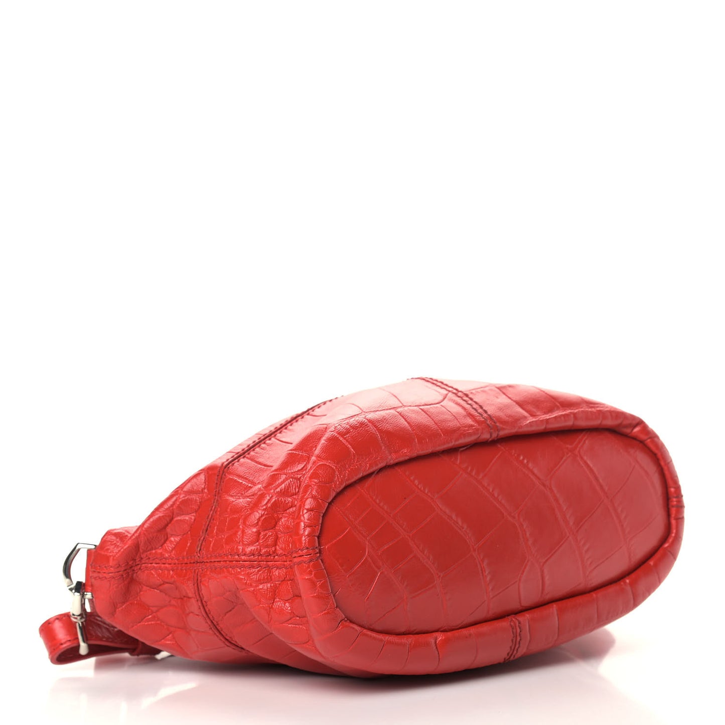 Calfskin Crocodile Embossed Micro Nightingale Red