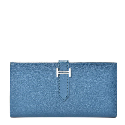 Hermes Chevre Mysore Bearn Gusset Wallet Bleu de Galice 1 of 8