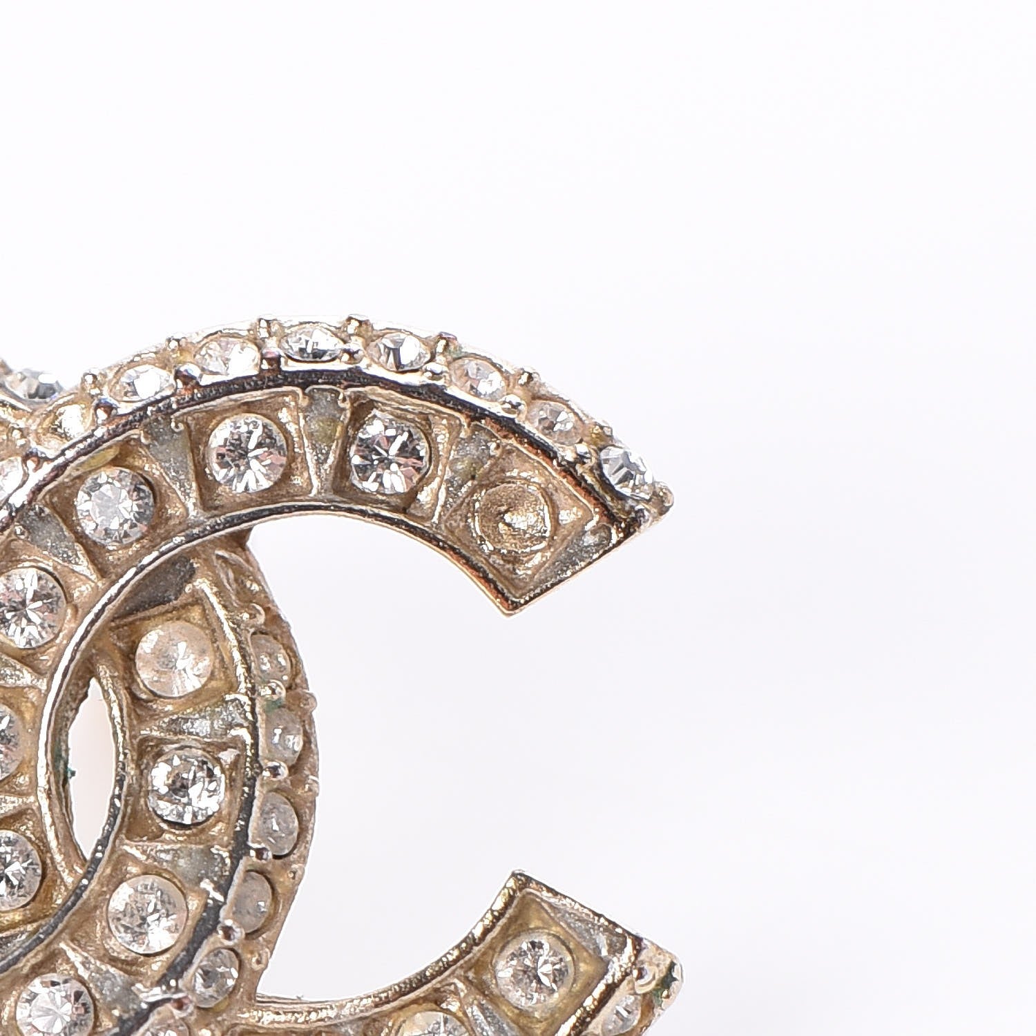Chanel Crystal CC Earrings Gold 5 of 5