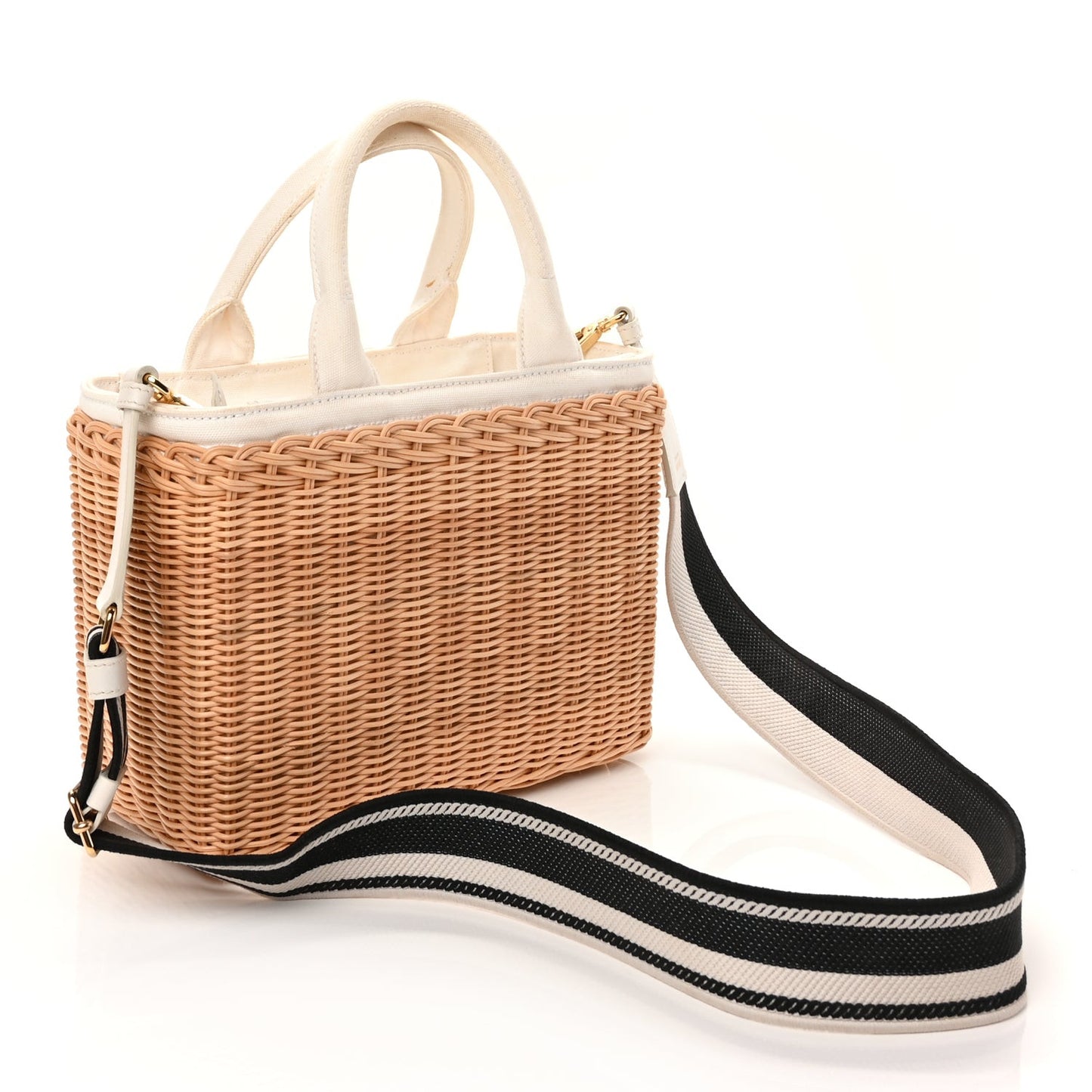 Wicker Canvas Tote Naturale White