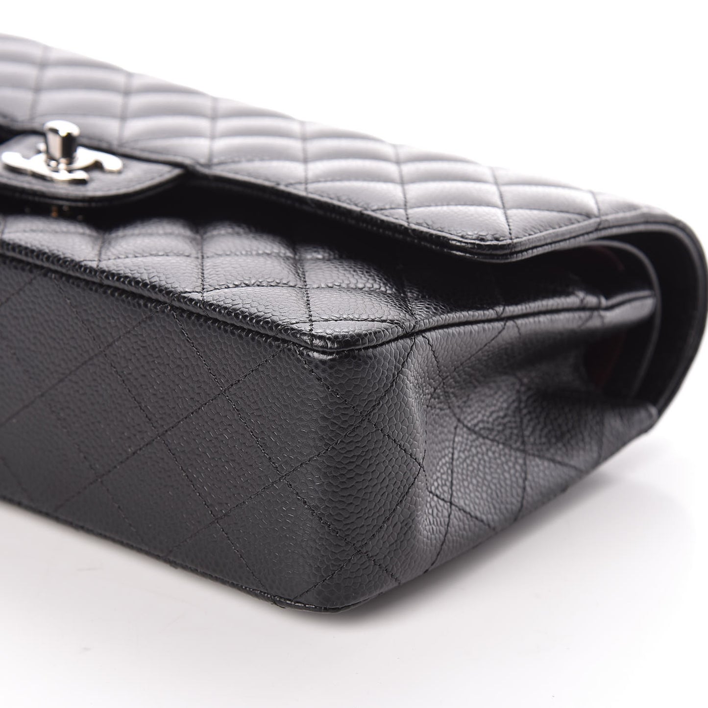Caviar Quilted Medium Double Flap Black