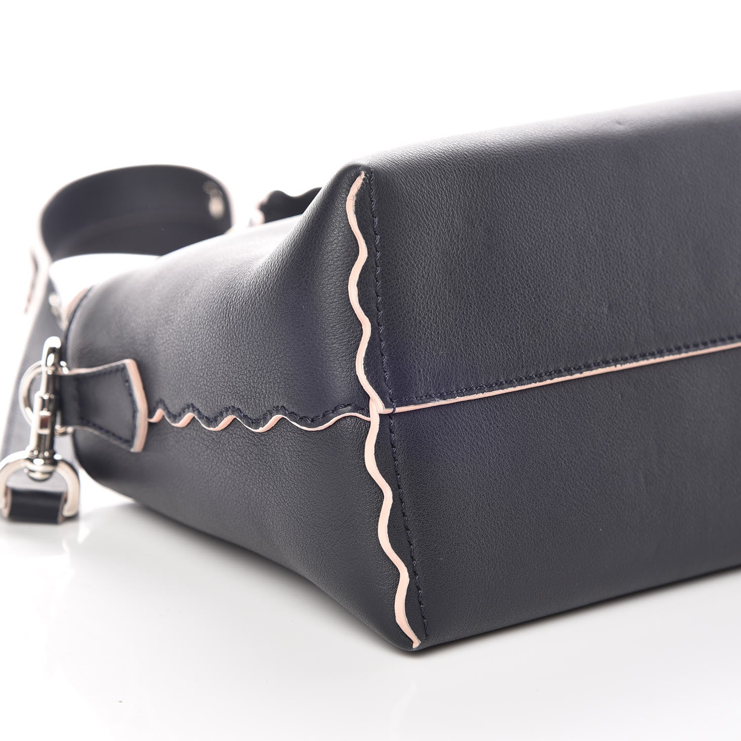 Fendi Vitello Dolce Scalloped Studded Medium By The Way Boston Bag Blu Notte 9 of 10