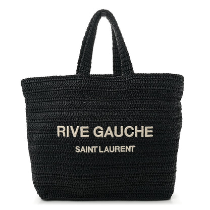 Saint Laurent Raffia Rive Gauche Tote Black 1 of 9