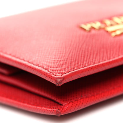 Prada Saffiano Metal Compact Snap Bi-Fold Wallet Fuoco 9 of 13