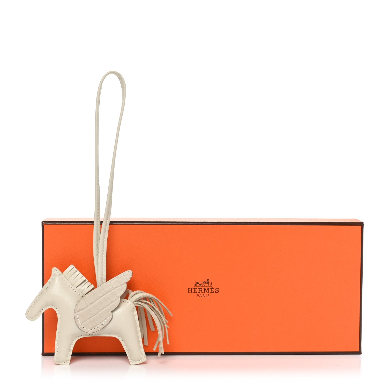 Hermes Milo Lambskin Matte Alligator Touch Grigri Rodeo Pegase Horse Bag Charm PM Craie Nata Beton 5 of 5