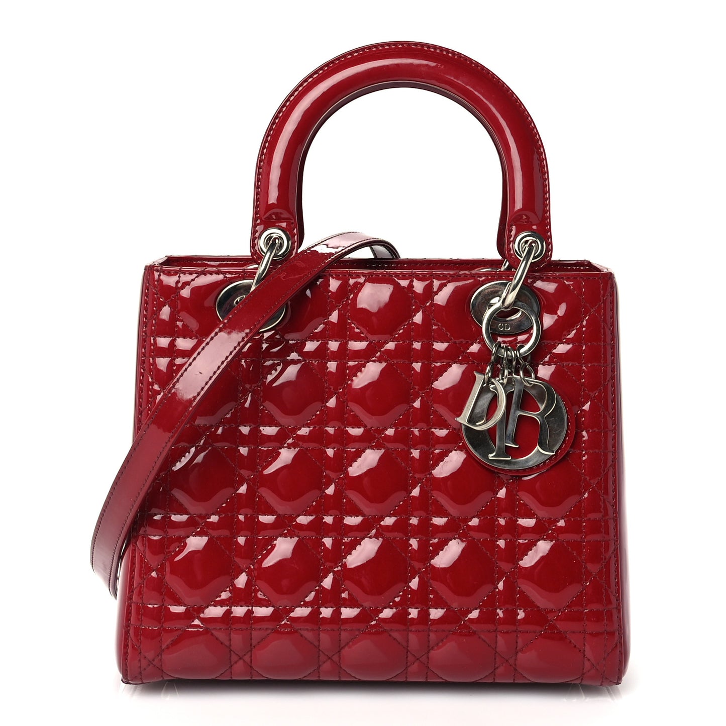 Patent Cannage Medium Lady Dior Red