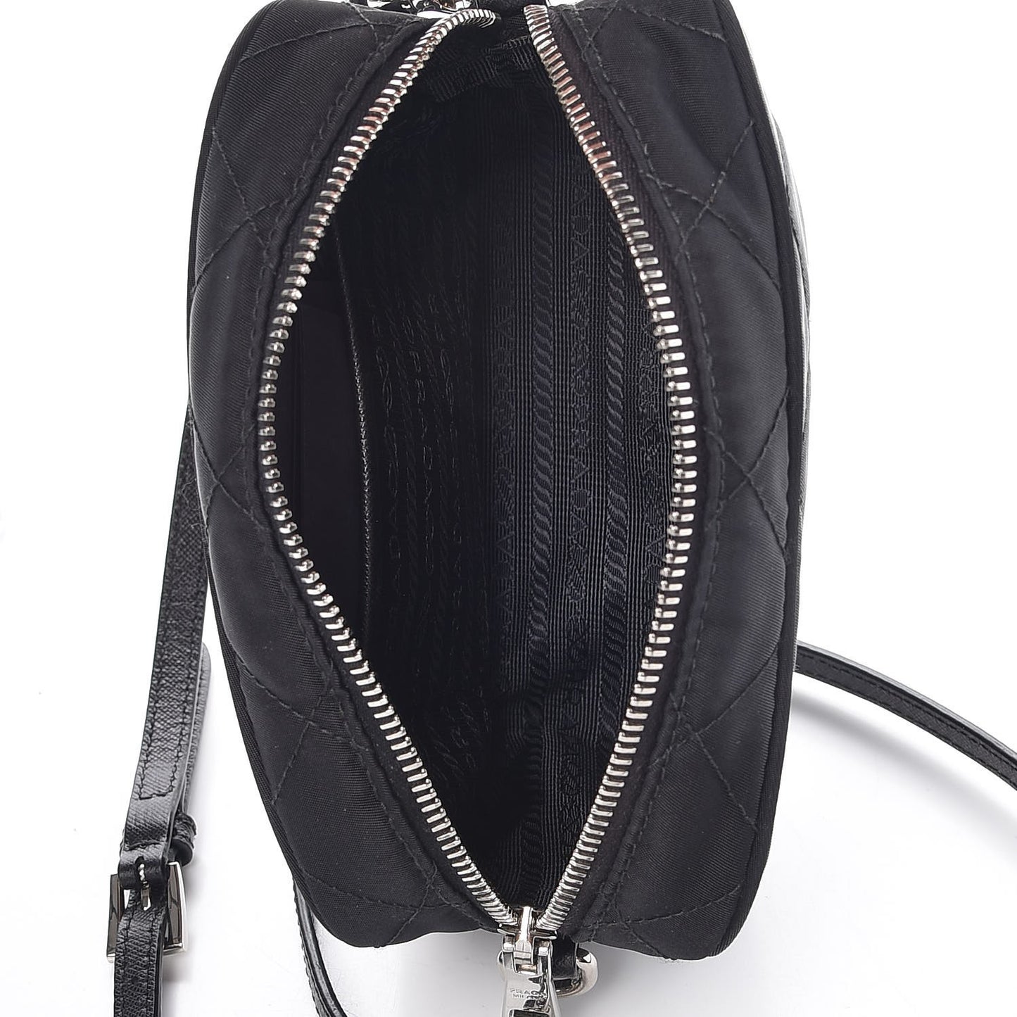 Nylon Tessuto Impuntu Quilted Crossbody Bag Black