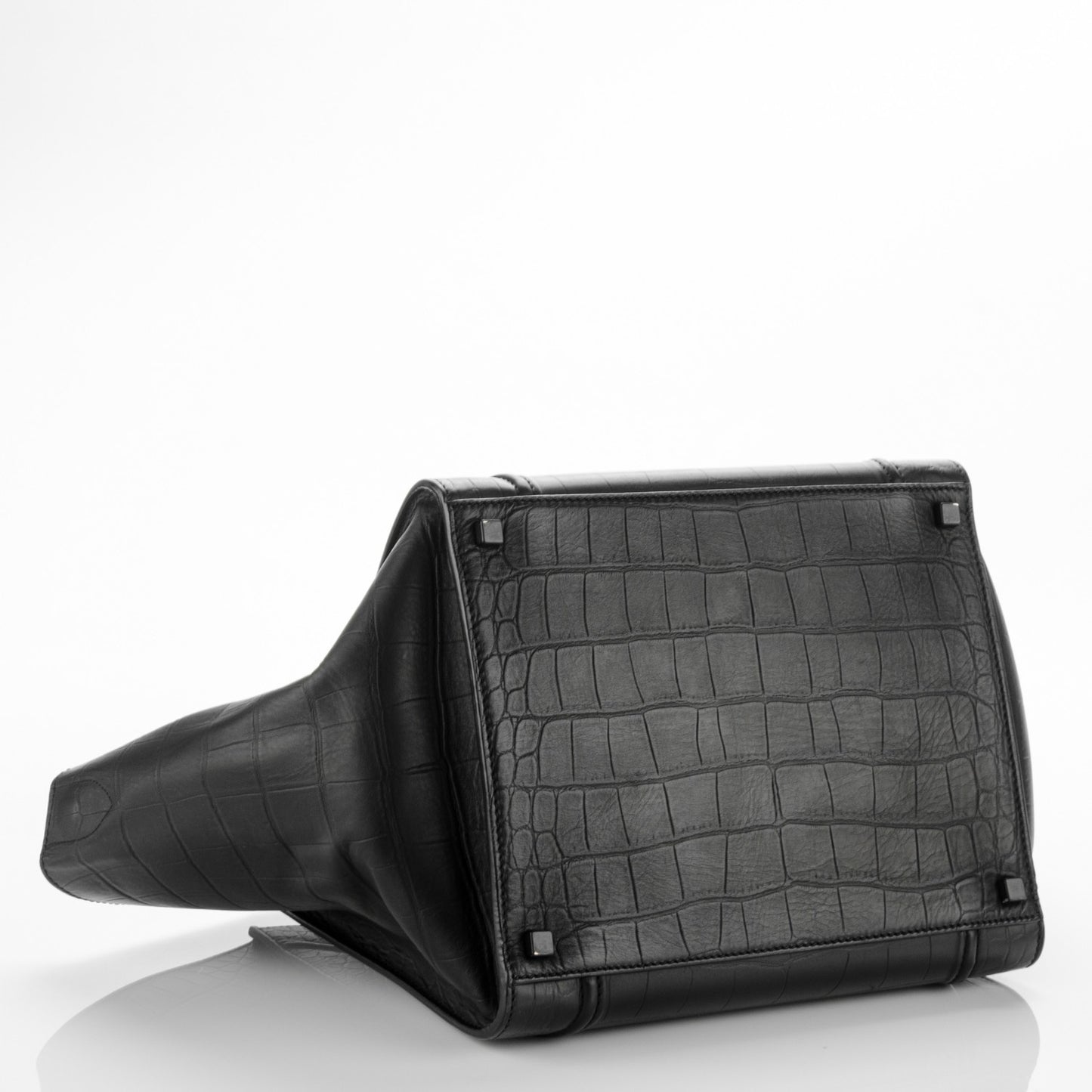 Crocodile Embossed Calfskin Medium Phantom Luggage Black