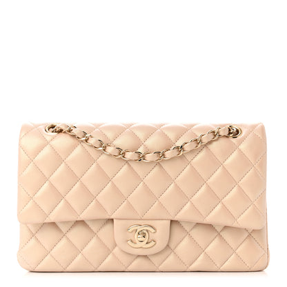 Chanel Iridescent Calfskin Quilted Medium Double Flap Beige 1 of 12