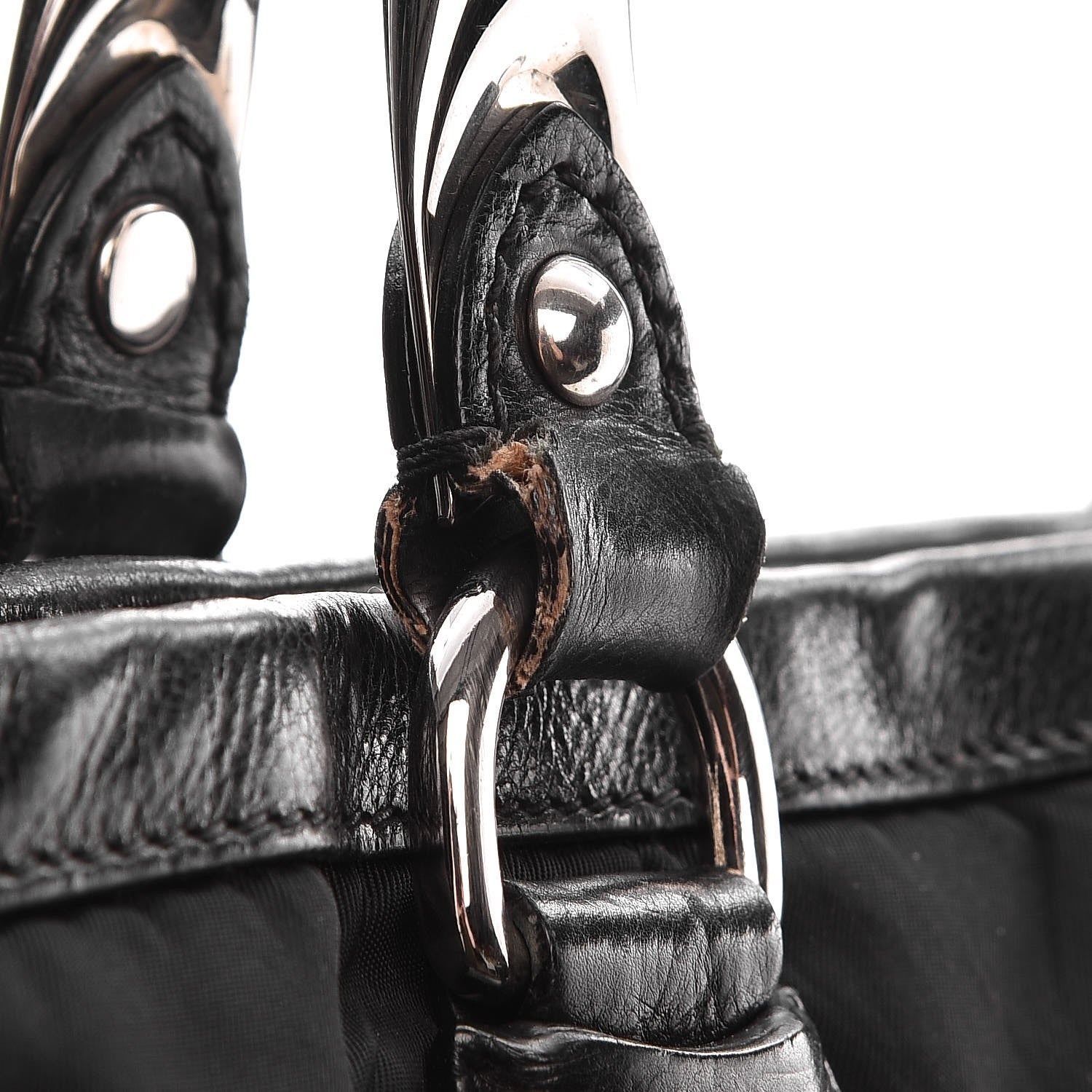 Prada Tessuto Nylon Calfskin Shoulder Bag Black 11 of 13