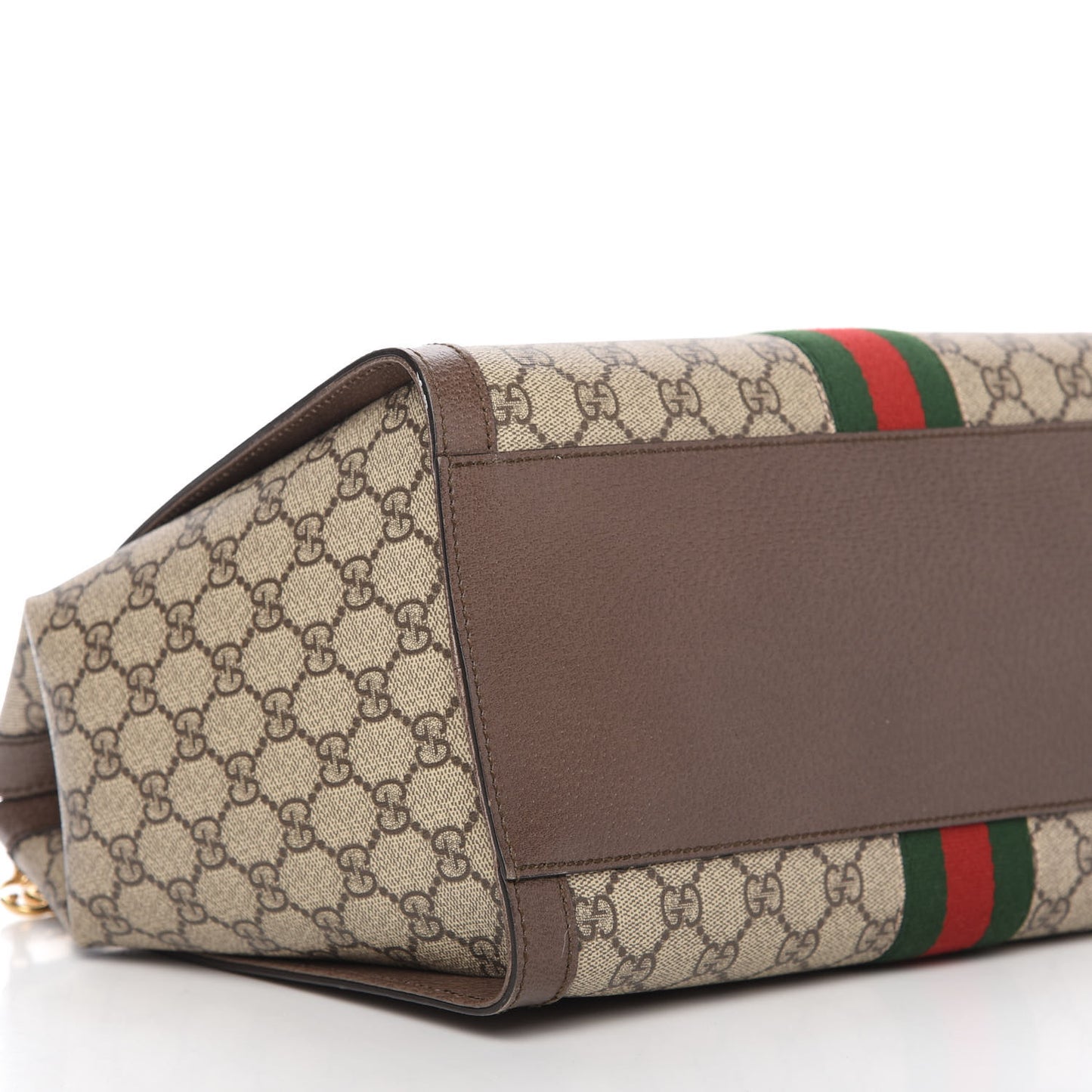 GG Supreme Monogram Web Medium Ophidia Tote Bag Brown