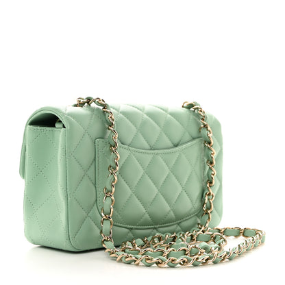 Chanel Lambskin Quilted Mini Rectangular Flap Light Green 3 of 10