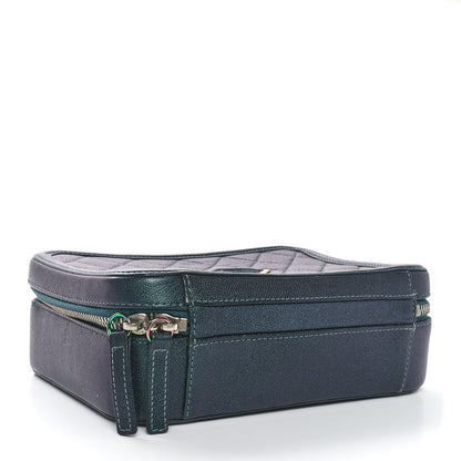 Chanel Iridescent Caviar Quilted Medium CC Filigree Vanity Case Dark Turquoise 4 of 11