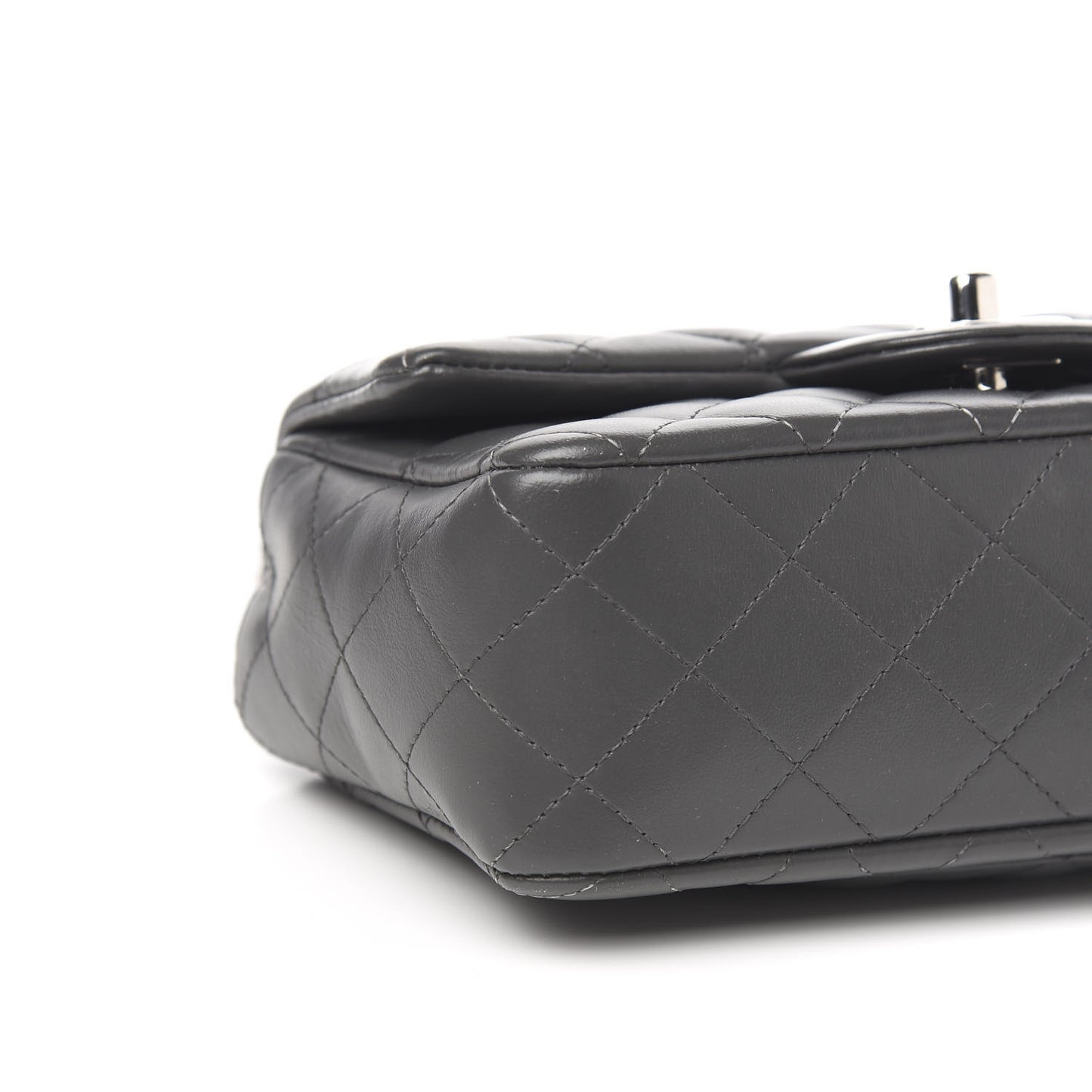 Lambskin Quilted Mini Rectangular Flap Grey
