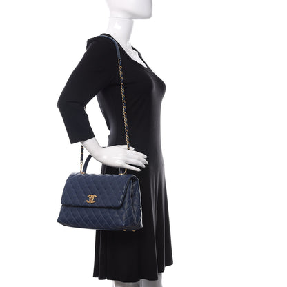 Chanel Caviar Quilted Small Coco Handle Flap Blue 2 of 11