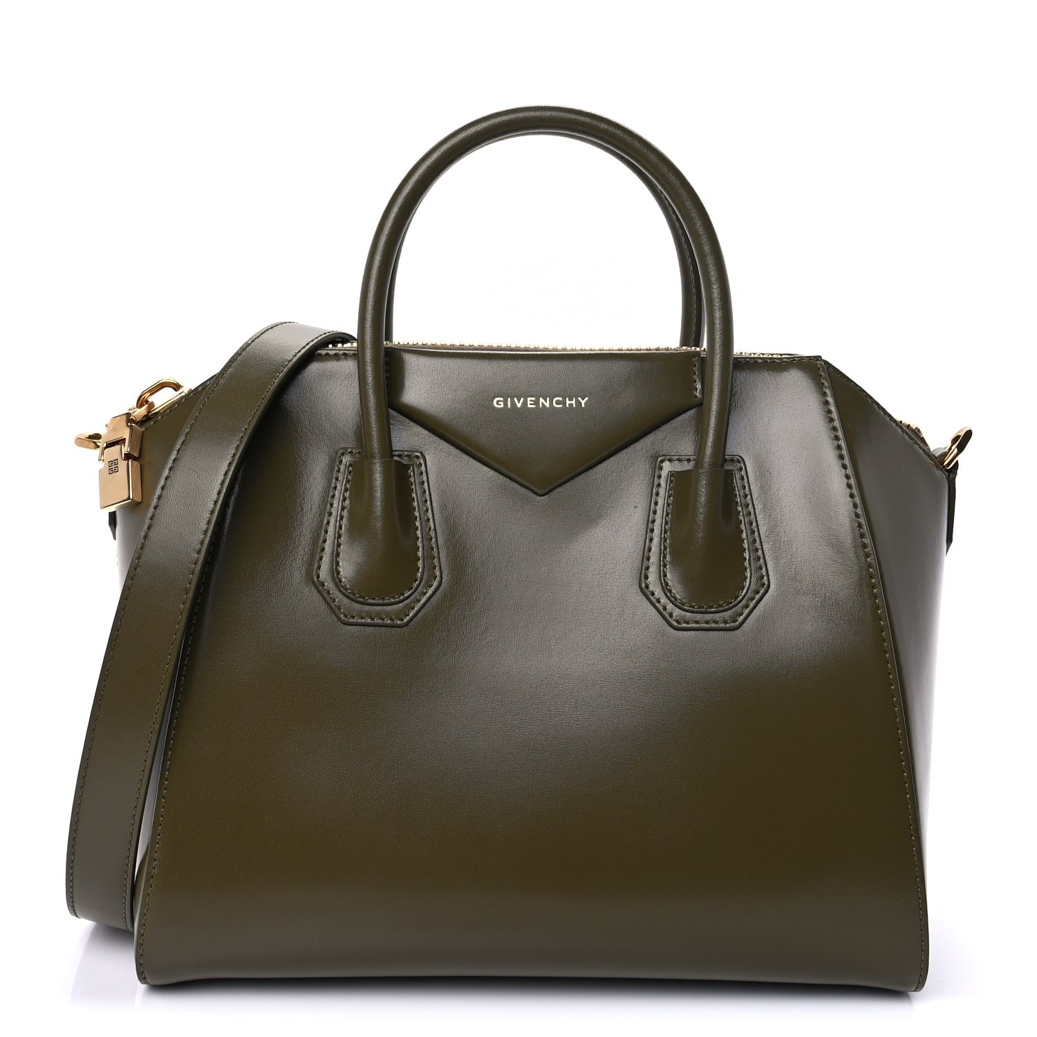 Givenchy Shiny Lord Calfskin Small Antigona Dark Khaki 1 of 8