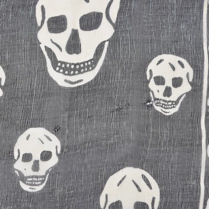 Alexander McQueen Silk Chiffon Skull Scarf Black Ivory 4 of 5