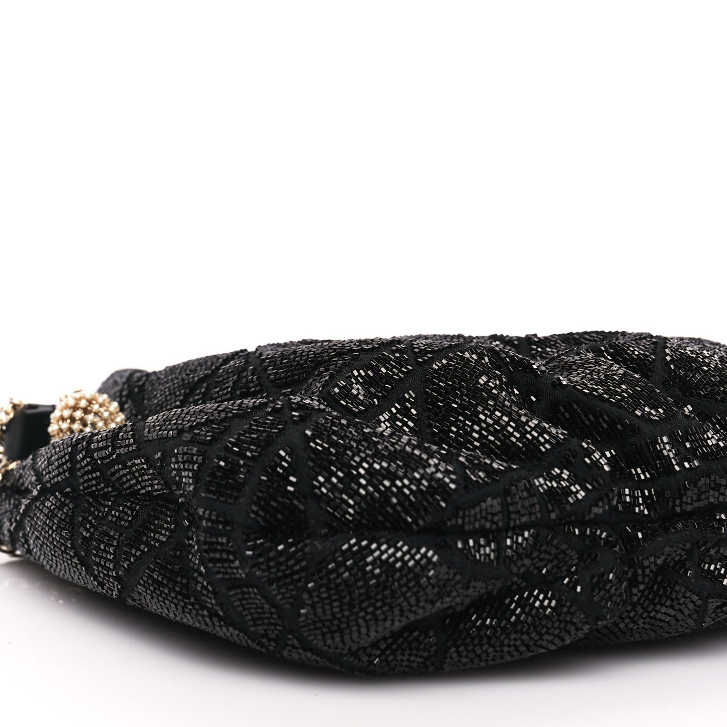 Embroidered Beaded Dream Bucket Bag  Black