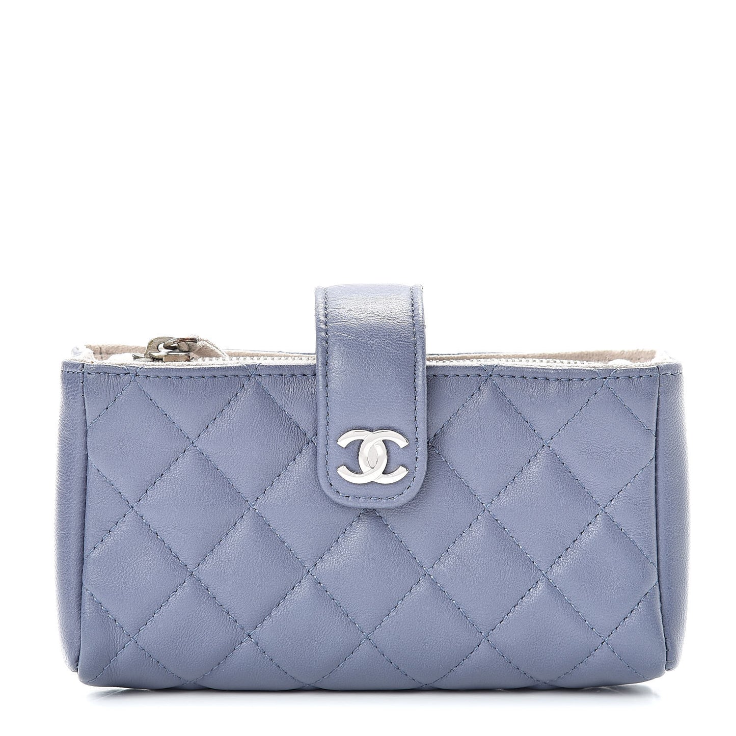 Lambskin Quilted Mini Phone Holder Clutch Lavender