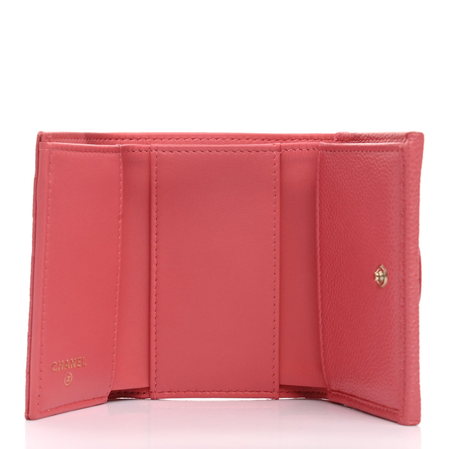 Caviar Quilted Double Flap Wallet Pink