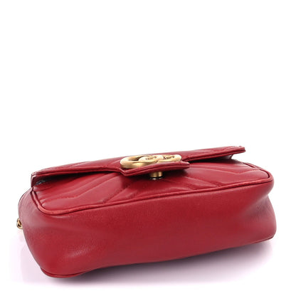 Gucci Calfskin Matelasse Super Mini GG Marmont Shoulder Bag Hibiscus Red 3 of 7