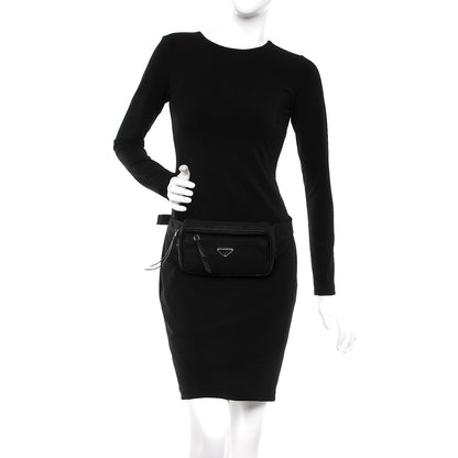 Prada Tessuto Nylon Saffiano Belt Bag Nero Black 2 of 7