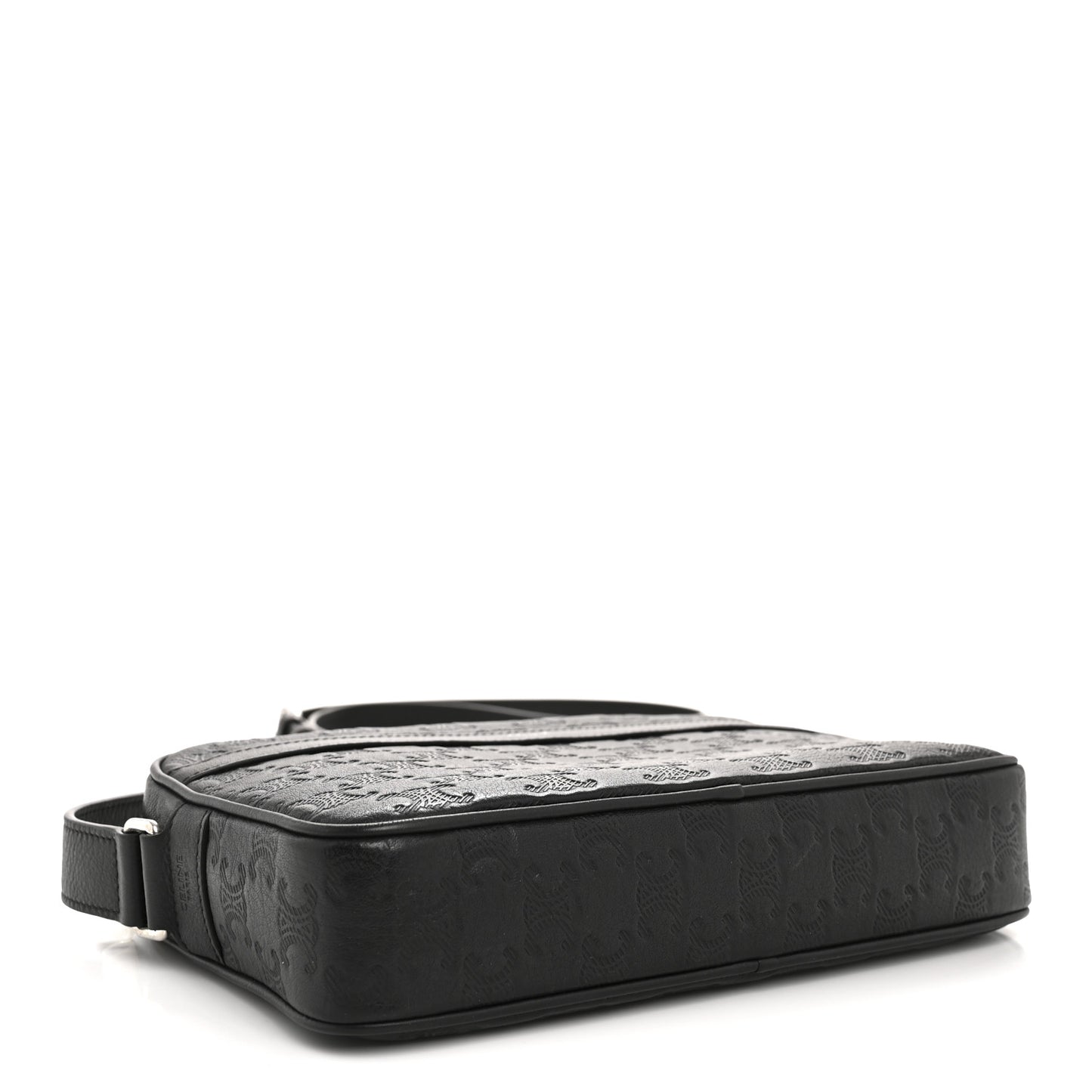 Calfskin Triomphe Embossed Medium Messenger Bag Black