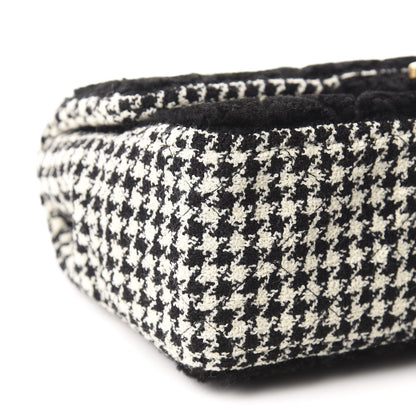 Chanel Shearling Tweed Jumbo Single Flap Black White 6 of 11