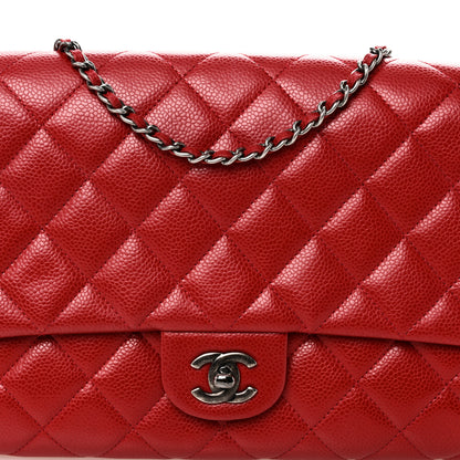 Chanel Caviar Quilted Clutch With Chain Flap Red 8 of 10