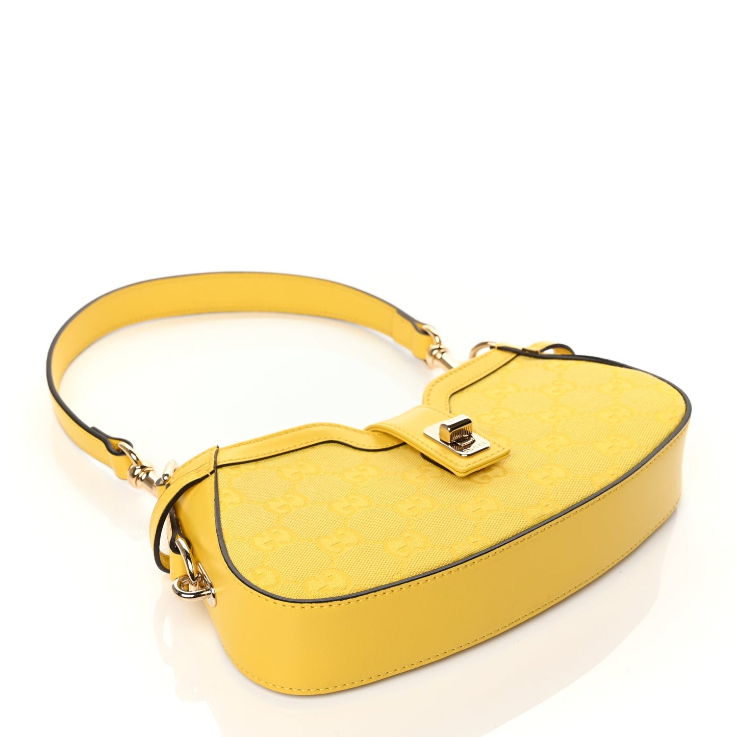 Calfskin Monogram Mini Moon Side Shoulder Bag Yellow