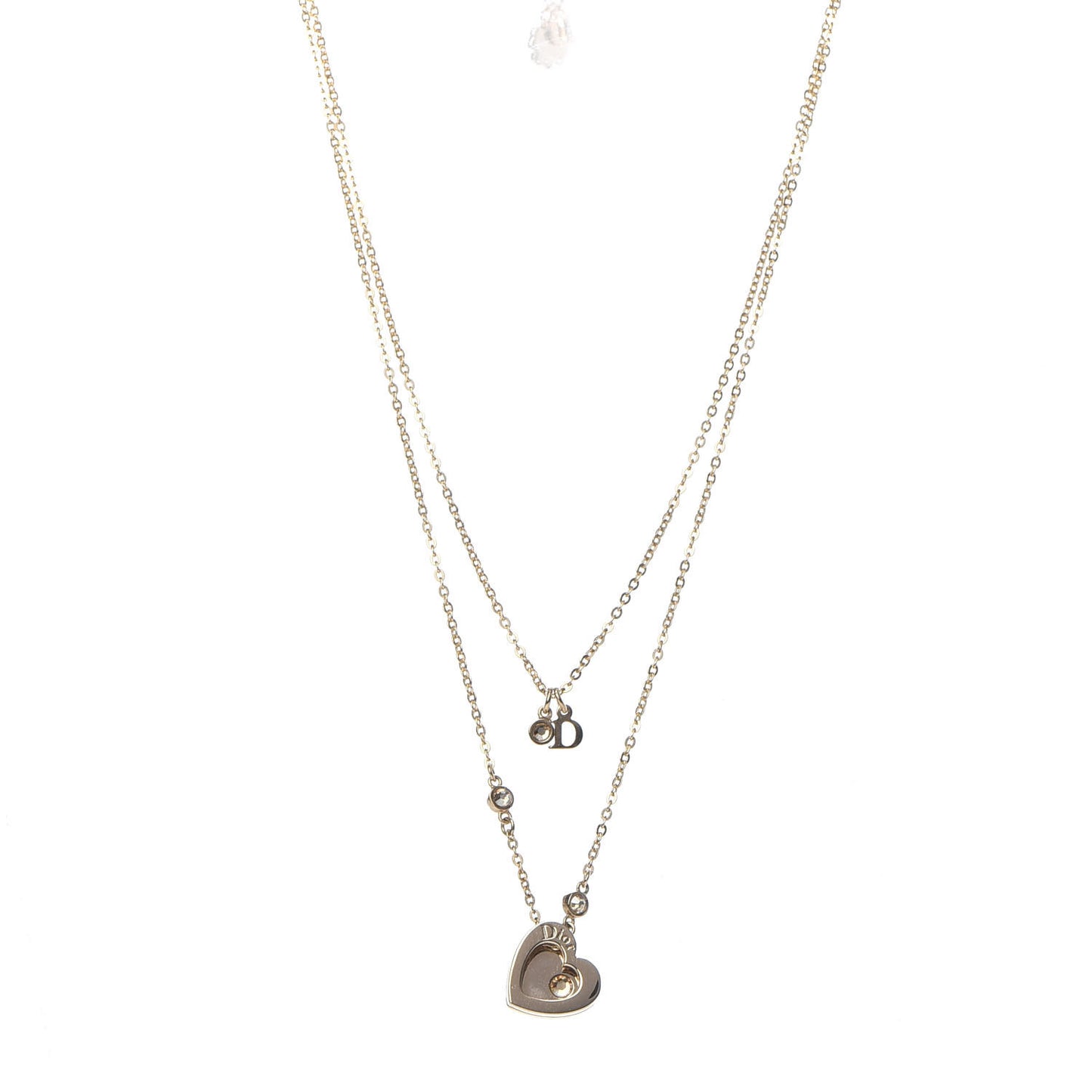 Crystal Heart Multi Strand Necklace Gold