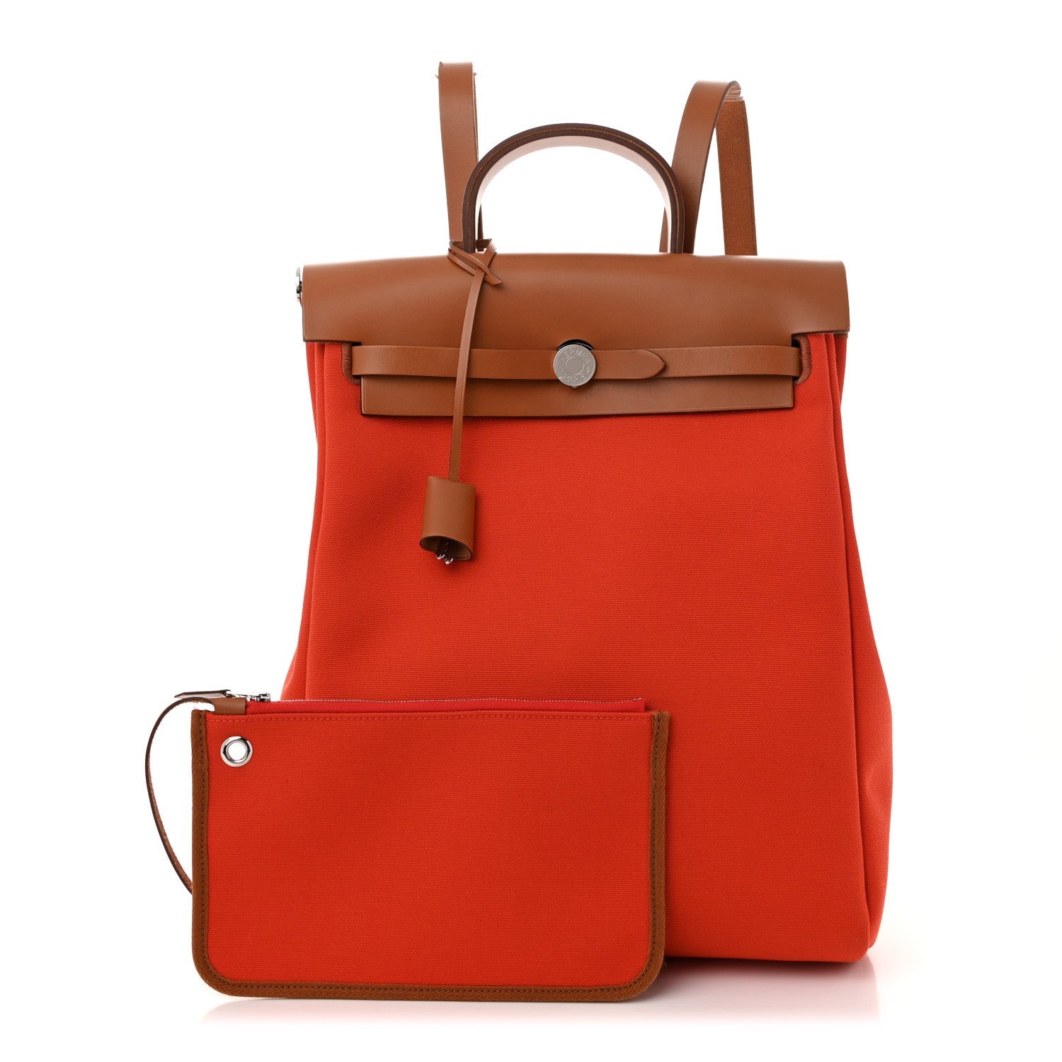 Hermes Military Toile Vache Hunter Herbag a Dos Zip Retourne Backpack Orange Mecano Fauve 3 of 7
