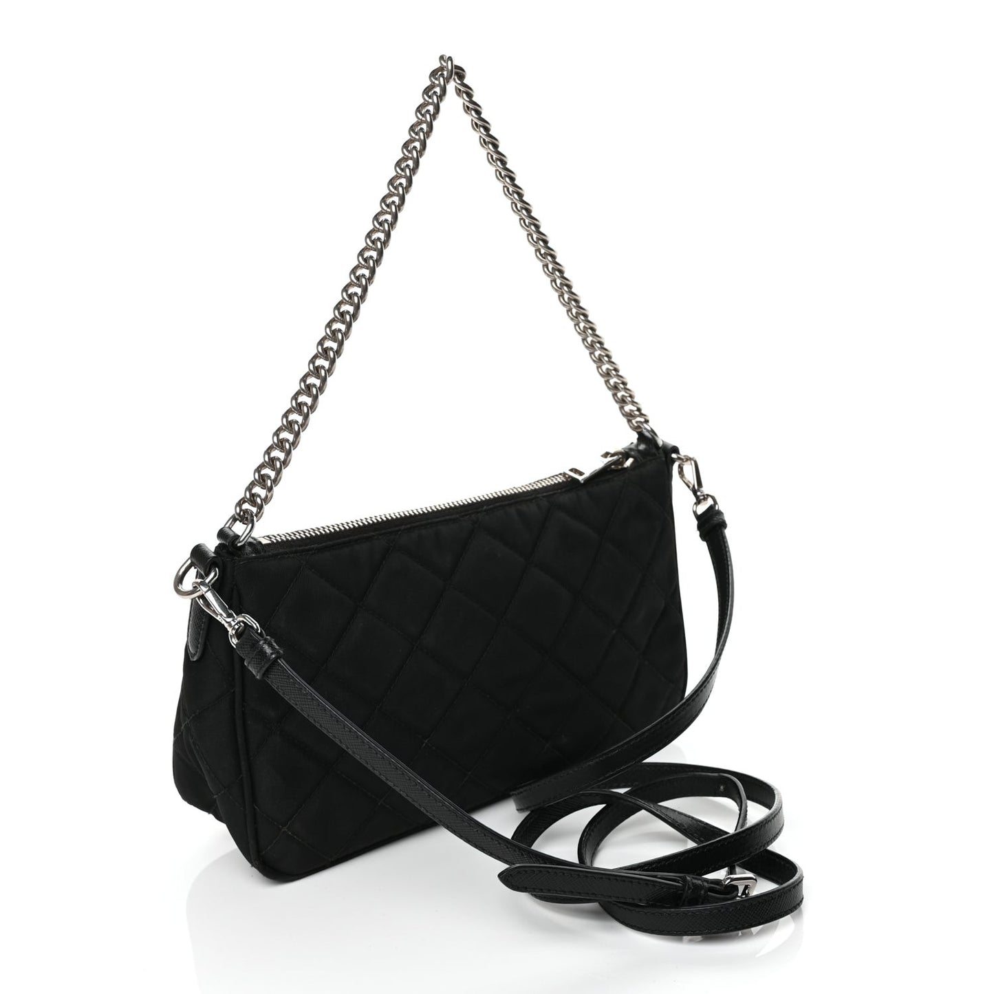 Nylon Tessuto Impuntu Quilted Crossbody Bag Black